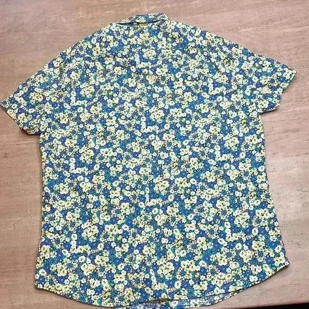 J Crew slim flex washed floral button down size XL